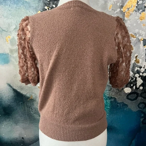 Mine | Sheer Floral Sleeve Top - Picture 3 of 7